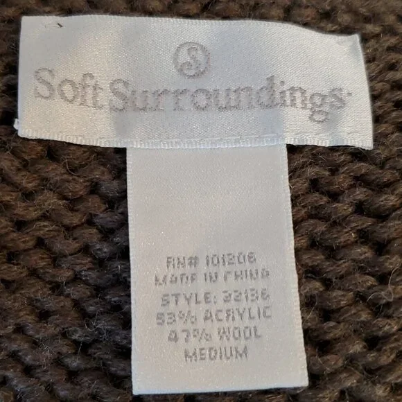 Soft Surroundings Women Cardigan Sweater M Brown Wool Blend Quiet Luxury Elegant - Picture 4 of 11